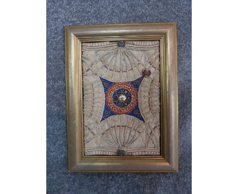 Vintage tapestry with embroidered details of a detail from the fan vaulted lantern of the Bell Harry Tower, Canterbury cathed