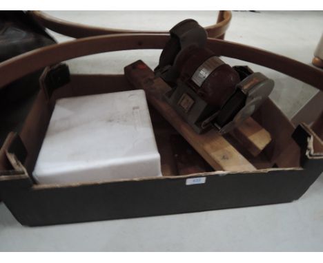 A bench grinder