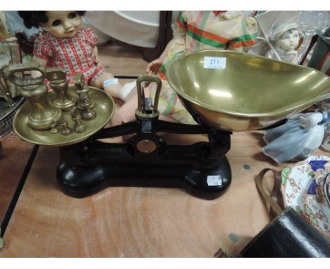 A set of cast kitchen scales