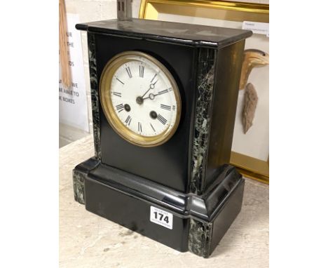 BLACK SLATE MANTEL CLOCK 25CMS (H)