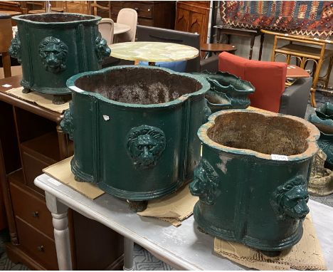 SQUARE METAL PLANTER &amp; TWO SMALL PLANTERS