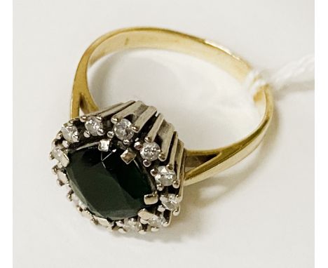 9CT GOLD DIAMOND &amp; GEMSTONE RING - SIZE P - APPROX 6 GRAMS TOTAL WEIGHT