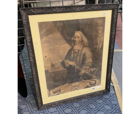 PRINT ON CANVAS PORTRAIT OF EDWARD BACKWELL (1618-1683) 56CMS X 43.5CMS APPROX