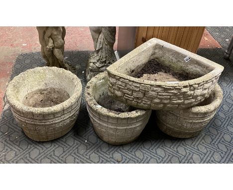 3 CONCRETE POTS &amp; 1 PLANTER