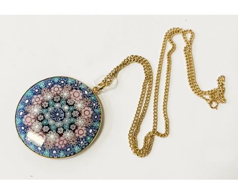 9CT GOLD CHAIN (APPROX 6 GRAMS) WITH 925 GILT SILVER MILLEFIORI PENDANT