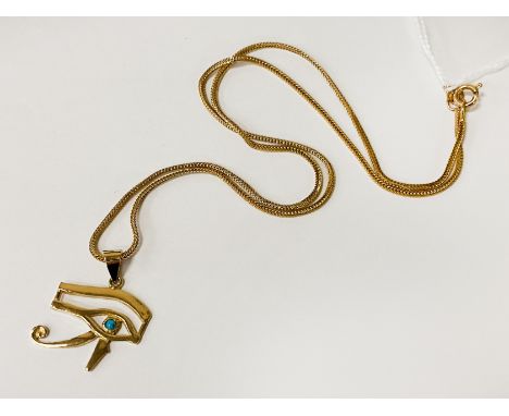9CT CHAIN WITH EGYPTIAN ''EYE OF HORUS'' PENDANT 5.6 GRAMS APPROX
