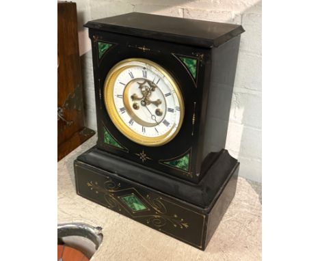 BLACK SLATE MANTEL CLOCK 34CMS (H)