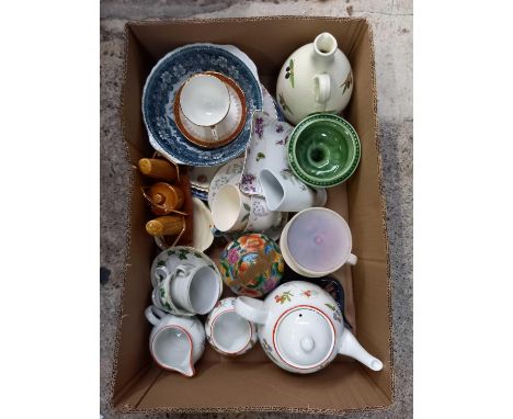 CARTON WITH ARTHUR WOOD WILD BERRIES, TEAPOT, JUG, SUGAR BASIN &amp; MIXED CHINA