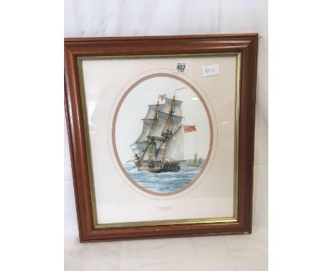 F/G PRINT OF THE FALMOUTH PACKET LADY HOBART BY MARK MYERS 1802