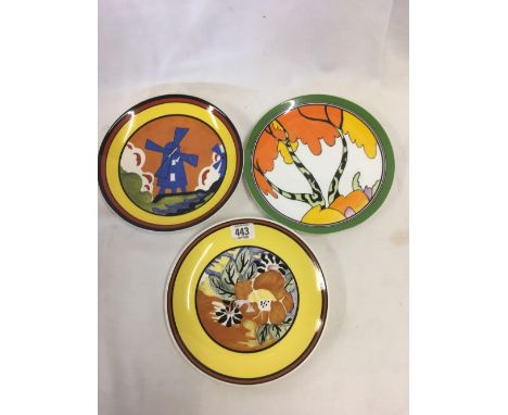 3 WEDGWOOD BONE CHINE CLARICE CLIFF STYLE LIMITED EDITION PLATES BY BRADFORD EXCHANGE