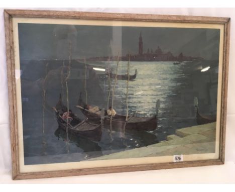 TERRICK WILLIAMS. ''MOONLIGHT, VENICE'' COLOUR PRINT.