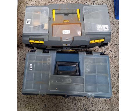2 PLASTIC TOOL BOXES WITH MISC HAND TOOLS &amp; FITTINGS