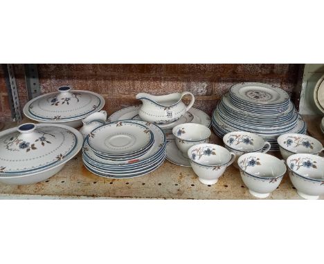 SHELF WITH PART SET OF ROYAL DOULTON OLD COLONY DINNERWARE