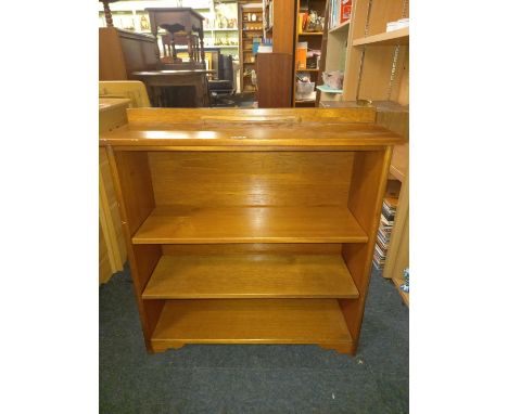 MODERN TEAK SHELF UNIT &amp; REPRODUCTION HALF MOON HALL TABLE