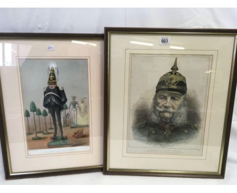 TWO ANTIQUE LITHOGRAPHS OF PORTRAITS OF HIS IMPERIAL MAJESTY WILLIAM 1 KING OF PRUSSIA AND GERMAN EMPEROR. ONE AN HISTORIC CA