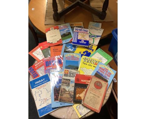 CARTON OF MODERN ORDNANCE SURVEY ROAD MAPS ETC