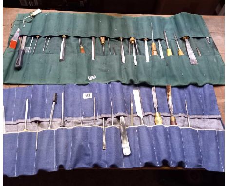 2 ROLLS OF WOOD CARVING &amp; TURNING TOOLS BY ASHLEY ISLES &amp; MARPLES