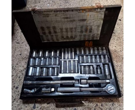 48 PIECE 3/8 &amp; 1/2" DRIVE SOCKET SET BY KAMASA TOOLS IN STEEL CASE