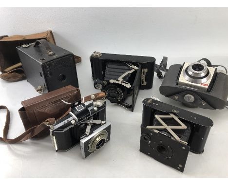 Collection of five vintage Kodak cameras to include:  Eastman Rochester, New York vest pocket automatic camera, collectors pi