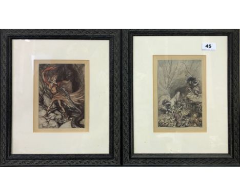 Two framed first edition prints of 'The Rhinegold' by Arthur Rackham c.1910, framed size 33 x 38cm. Prov. Estate of Dr J Byno