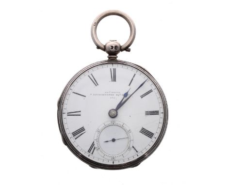 Small Victorian silver fusee lever pocket watch, London 1856, the movement signed Jn'o Smith, 13 Goswell Road, London, no. 13