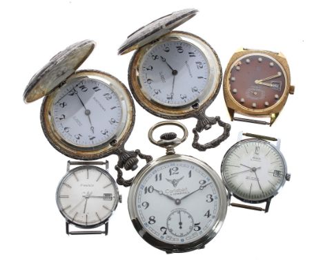 Three gentleman's wristwatches to include AWA, Phenix and Rof; together with a Cortebert chrome cased lever pocket watch, 15 