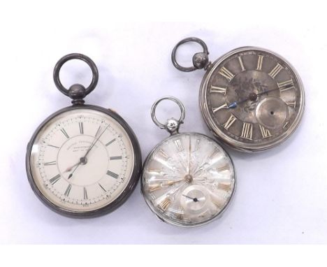 Silver centre seconds chronograph pocket watch; together with a silver fusee lever pocket watch signed Jon Jones, Strand and 