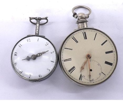 Silver fusee verge pair cased pocket watch, the movement signed Hammond, London (lacking outer case); together with a silver 