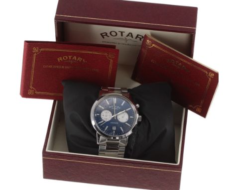 Rotary Avenger chronograph stainless steel gentleman's bracelet watch, 40mm - ** with Rotary box - Condition Report: - Moveme
