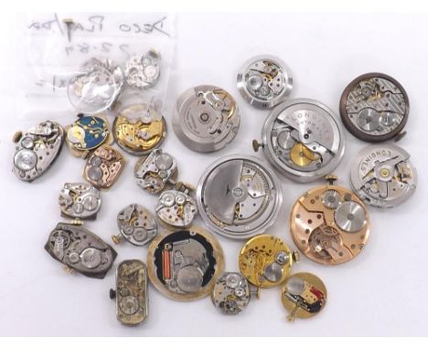 Quantity of gentlemen's and ladies wristwatch movements to include two Longines automatic, Longines Flagship automatic, five 