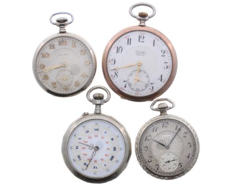 LUC Prima silver (800) lever pocket watch, Elgin pocket watch for repair, Cyma pocket watch and a another (4)