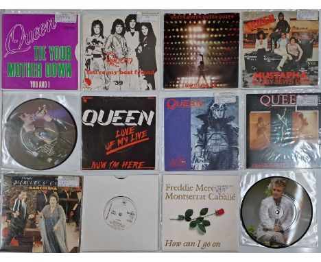 QUEEN / RELATED - OVERSEAS / SOLO - 7" COLLECTION. A collection of around 52 x 7". Artists/ Titles include Mustapha, Don't St