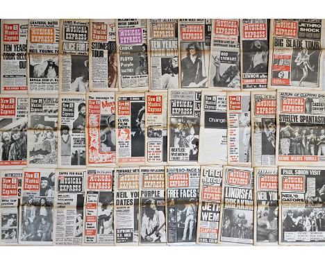 Approx 149 issues of NME magazine c 1970 - 1972. Many to show light foxing and some wear, along spines.