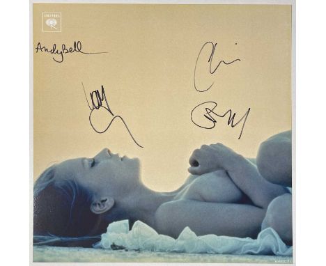 A 12 x 12" glossy print/slick of the Beady Eye 'BE' artwork signed by Liam Gallagher, Andy Bell, Gem Archer, Chris Sharrock.