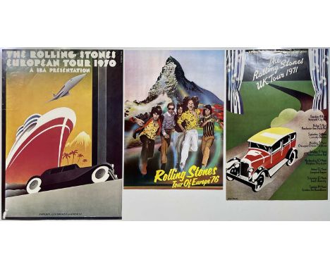 Three later prints/reproductions of classic c 1970s Rolling Stones tour poster designs by John Pasche to inc 1976 (20 x 28"),