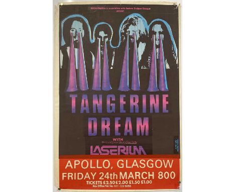 An original 1984 concert poster for Tangerine Dream and Laserium light show at Glasgow Apollo. Approx 20x30". VF condition wi