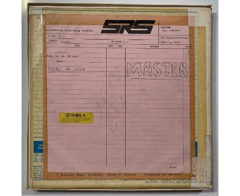 A boxed reel of 1/4" Scotch audio tape, with Strawberry Recording Studios label, handwritten date 3/09/1976, handwritten info