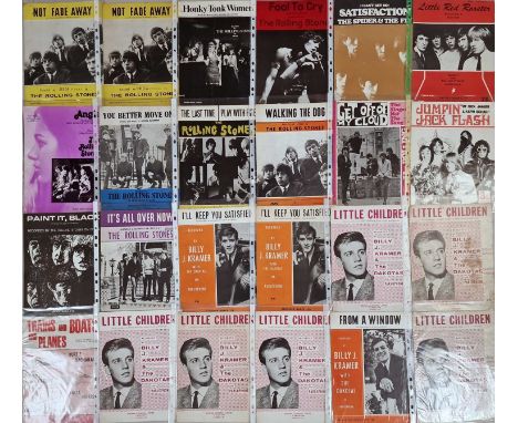 58 assorted pieces of sheet music to inc Rolling Stones, Kinks, Billy J Kramer. 'Not Fade Away', 'Honky Tonk Women', 'Fool To