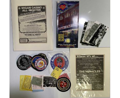 Excellent collection of NS memorabilia to in: two original Wigan Casino membership books, six other tickets/membership docume