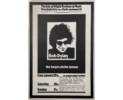 A likely c 1970s Bob Dylan Isle of Wight festival poster. NM condition. Measures approx 20x30".