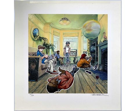 A limited edition print by British graffiti artist 'Temper'. A cover version of Oasis - Definitely Maybe named 'Maybe Def?'. 