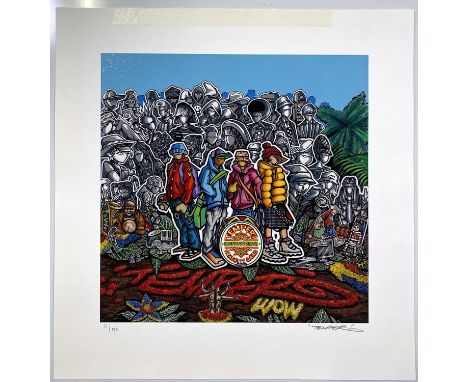 A limited edition print by British graffiti artist 'Temper'. A cover version of The Beatles - Sgt. Peppers Lonely Hearts Club