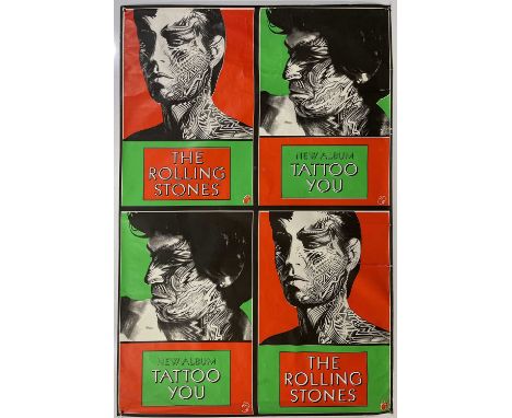 An original1981 Rolling Stones Tattoo You promo poster, approx 40x60", rolled. Creasing, age wear.