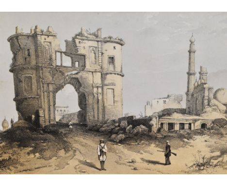 A selection of unframed Victorian prints relating to the 19th Century Indian Rebellion, within mounts and measuring 31cm x 47