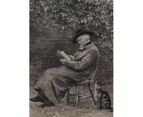 After Helen Allingham (1848-1926, British), etching, 'Thomas Carlyle at Chelsea' framed, mounted, and under glass, measuring 
