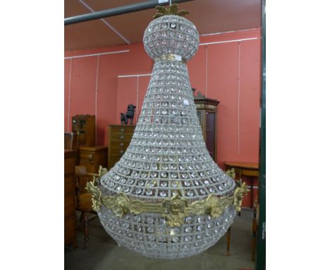 An Italian style gilt metal and glass chandelier, 90cms h 