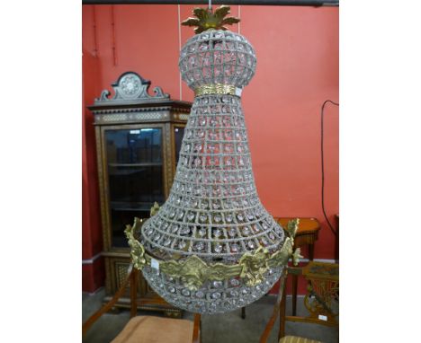 An Italian style gilt metal and glass chandelier, 80cms h 