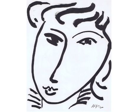 HENRI MATISSE, Portrait, heliogravure, signed in the stone, printed by Draeger Freres, 1958, 33cm x 24cm, framed and glazed..