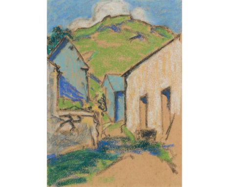 ERNEST ARCHIBALD TAYLOR (SCOTTISH 1874-1951) THE BLUE COTTAGE  Pastel on buff paper Dimensions:26cm (10 1/4in), 19cm (7 1/2in