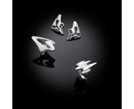 HENNING KOPPEL (DANISH 1918-1981) FOR GEORG JENSEN PAIR OF EARRINGS, CIRCA 1960 silver, model number 119, stamped manufacture